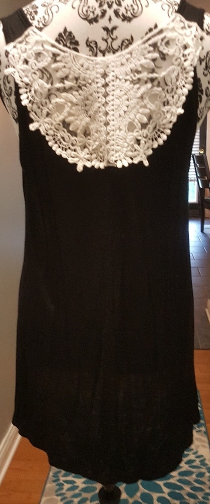 New Black tank top with white lace back